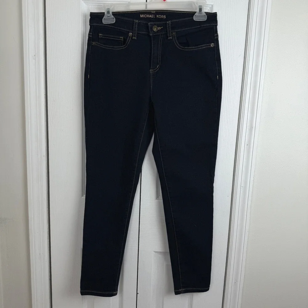 Michael Kors Womens Size‎ 4 Dark Wash Skinny Jeans Indigo Blue Stretch Denim